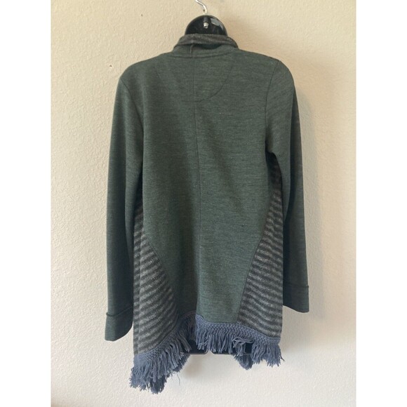 Anthropologie Saturday Sunday Elise Cardigan Green Gray Stripe Size Small - Picture 2 of 10